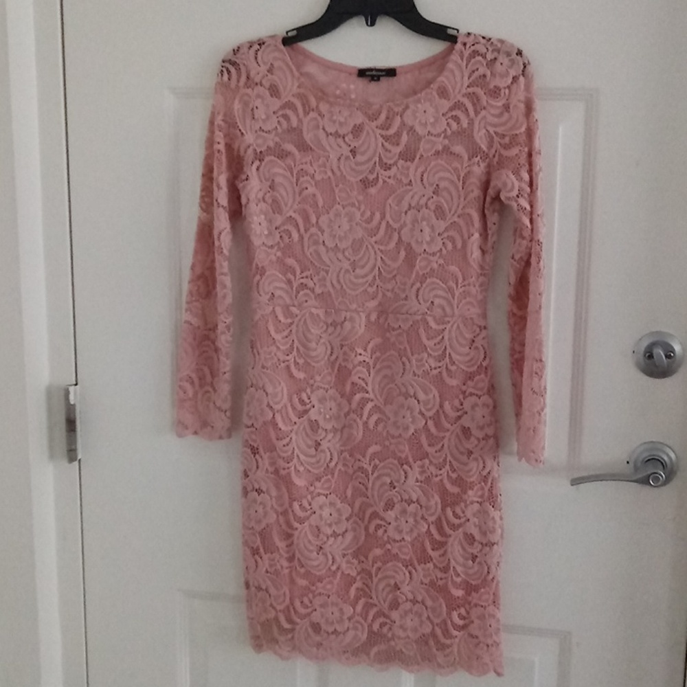 Rose Pink Dress with Lace Detail